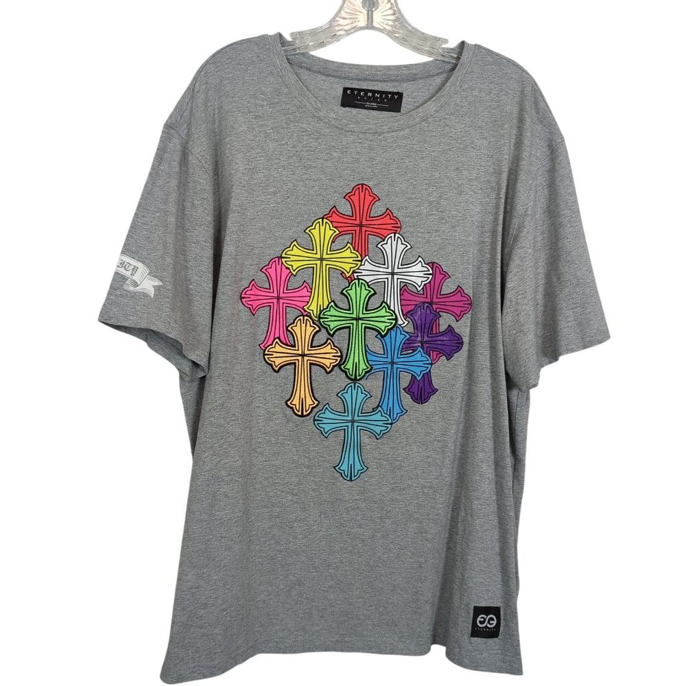 ETERNITY BC / AD short sleeve gray TShirt Tee colorful Celtic Crosses‎ sz 2XL